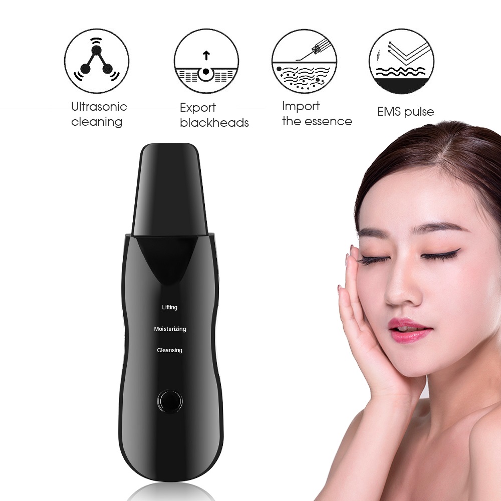 Vibration Face Skin Scrubber Blackhead Remover Facial Pore Cleaner Face Lifting Deep Clean Face Skin Tool Vibration Face Spatula