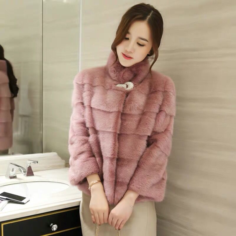 Damesjas van natuurlijk nertsbont, jas van echt nertsbont, korte jas, warm vrijetijdsjack, mode, nieuw