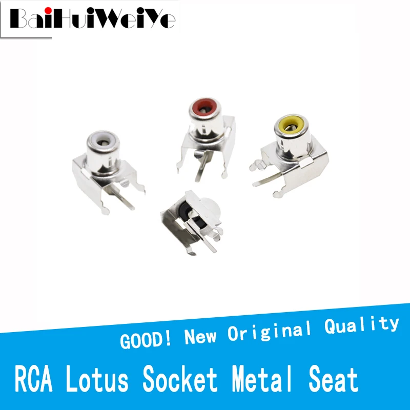 5 unids/lote RCA Lotus Socket asiento de Metal AV-103B rojo blanco amarillo conector de loto de un solo orificio 2PIN AV-8.4-3 RCA
