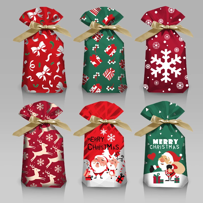 Bolsa de dulces navideña 2022, bolsa de regalo de Papá Noel, decoración navideña para el hogar, bolsa de regalo de Navidad con copos de nieve, soportes para envoltorios navideños, Año Nuevo