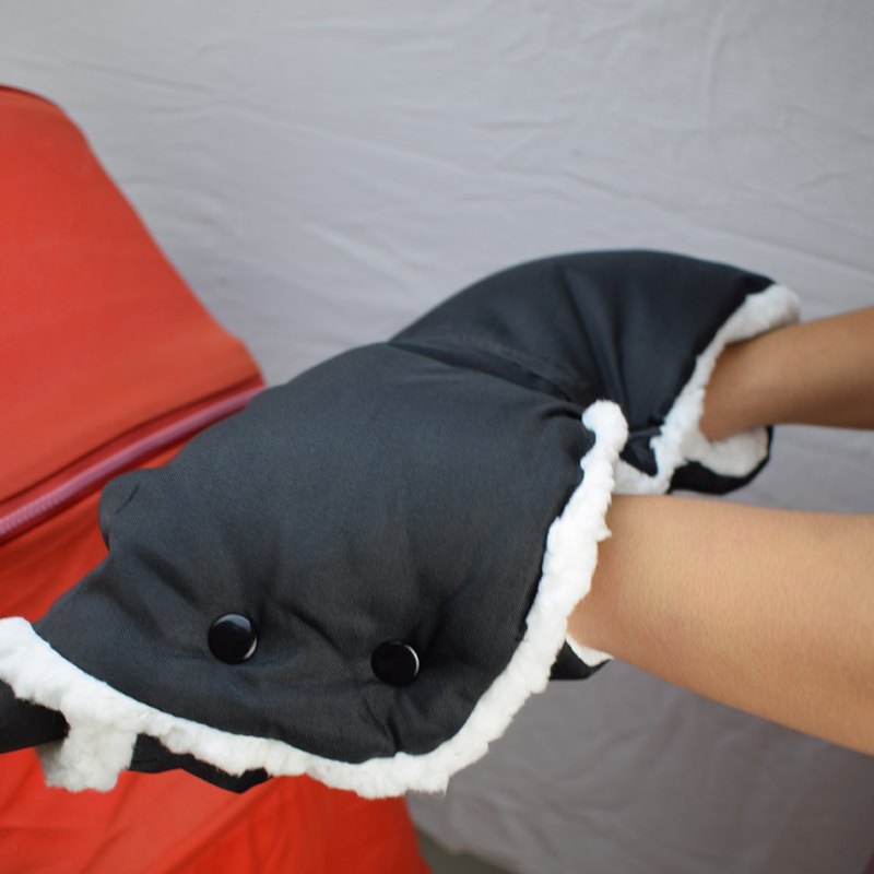 Cochecito de invierno, cochecito de bebé, cochecito de bebé, cubierta de mano de lana de piel cálida, carrito de embrague, guante, accesorios para cochecito