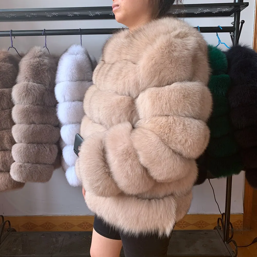 Neue neue ankunft frauen winter dicken pelzmantel echt fox pelz weste hohe qualität fuchs weste pelz gilet