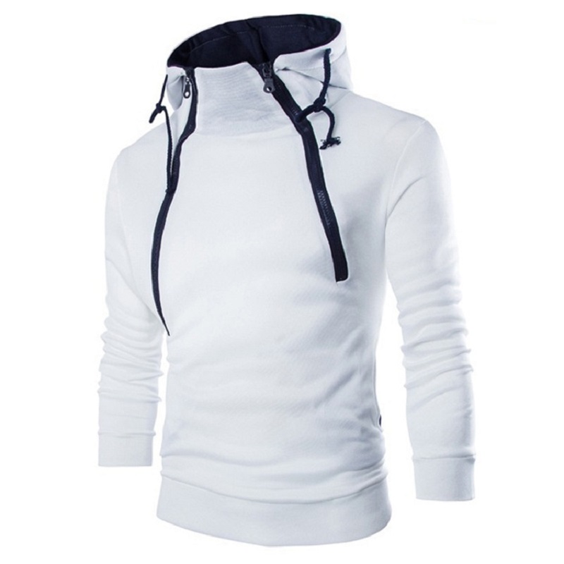 Felpe con cappuccio da uomo felpe a manica lunga per uomo cerniera Pullover con cappuccio collo alto felpa da uomo Top giacca cappotto maglione nero
