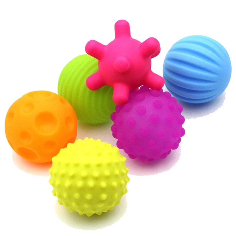 6 ชิ้นของเล่นเด็กอ่อน Textured Multi Rattle Balls เด็กที่มีสีสัน Touch จับมือบีบของเล่นทารก Sensory นวด