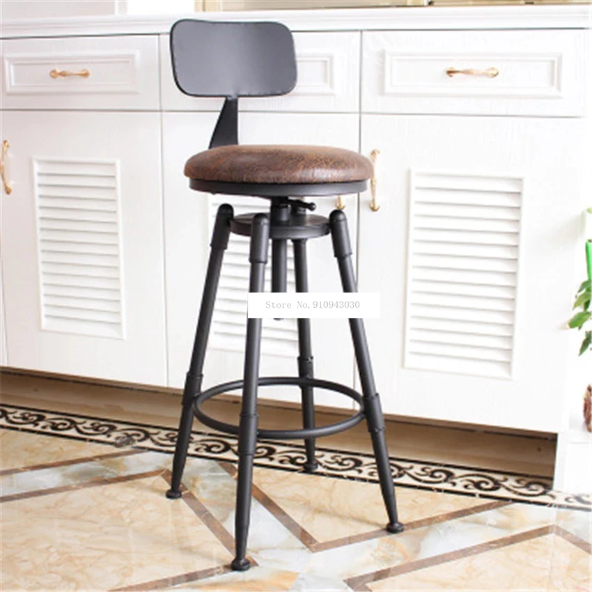 Retro Mỹ Quốc Gia Phong Cách Xoay Ghế Bar Phân Sắt Gỗ Nghệ Thuật/Mềm Đệm Cao Cấp Chân Xoay Được Liftable Thanh ghế