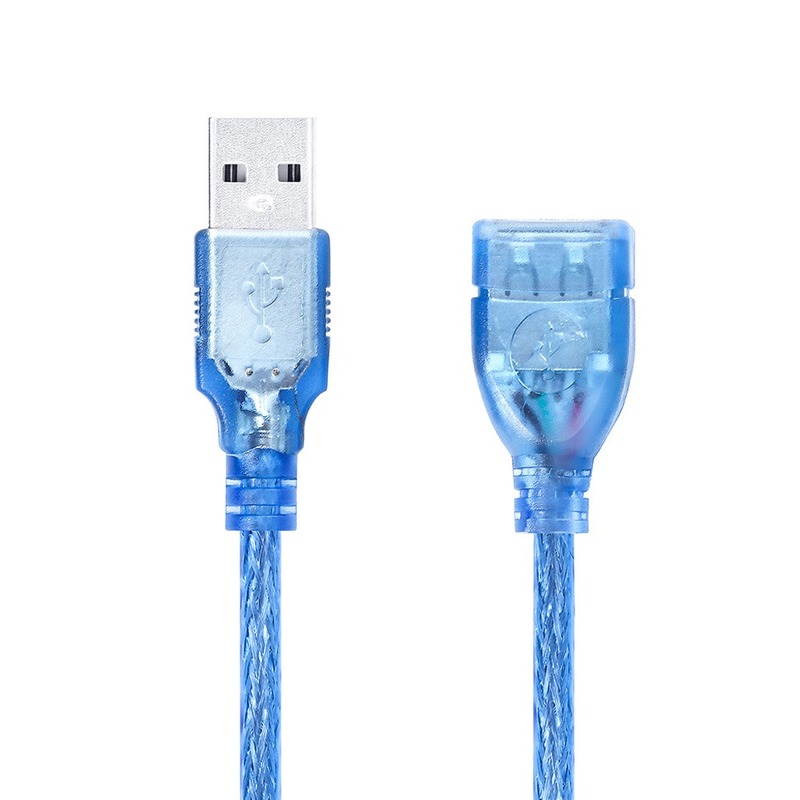 Todo cobre 1,5 m Cable de datos de extensión USB azul transparente USB2.0 macho a hembra A/F con anillo magnético verdadero blindado