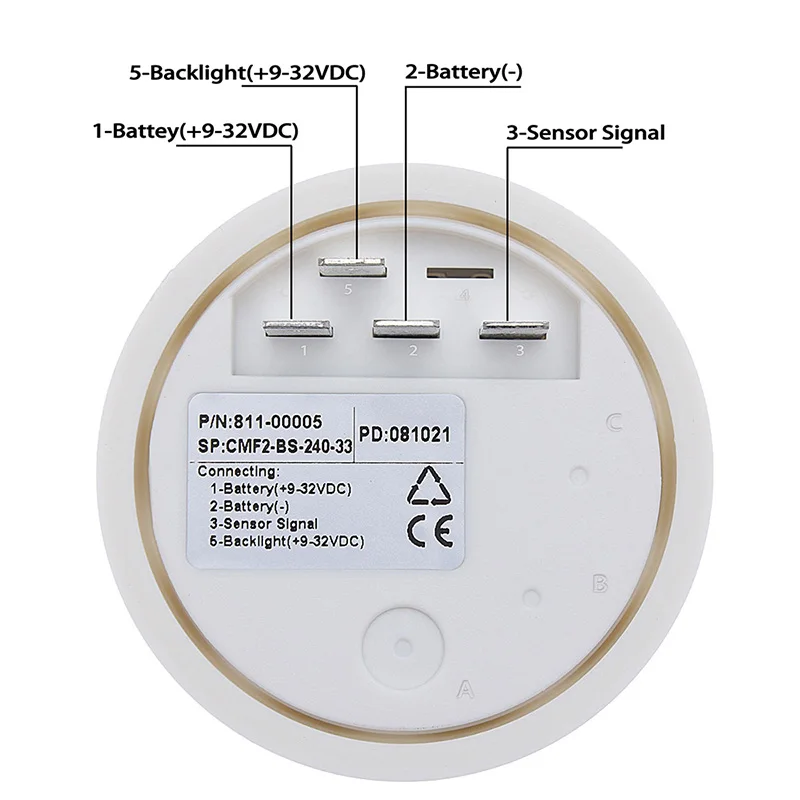Medidor de nível de água com luz vermelha Sensor de nível de água Unidade de envio de água Carro marinho, 52mm, 0-190 Ohm