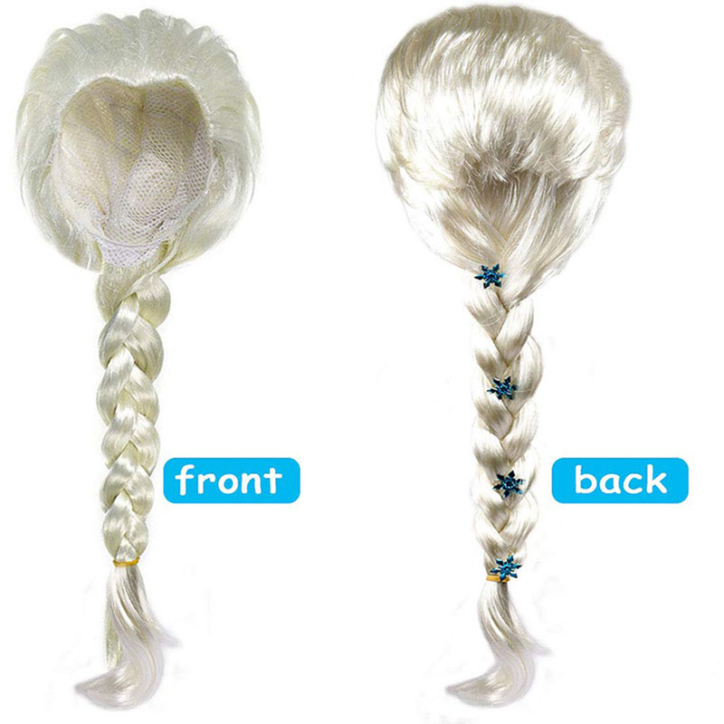 Elsa Princess อุปกรณ์เสริมถุงมือ Wand Crown ชุดเครื่องประดับ Elsa วิกผมสร้อยคอ Braid สําหรับชุดเจ้าหญิงเสื้อผ้า COSPLAY Dress UP