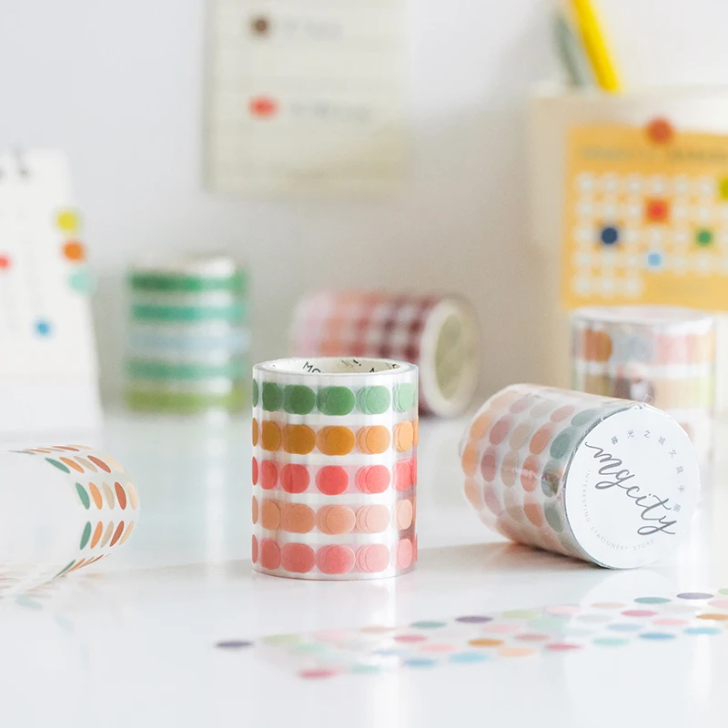 Yoofun 5*300 ซม.จุดสีตกแต่งกาว Washi เทปกาวเทป DIY Scrapbooking สติกเกอร์ป้ายเครื่องเขียนญี่ปุ่น