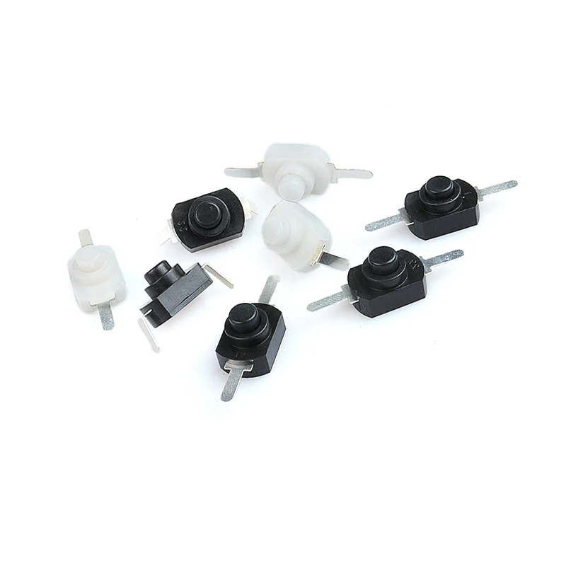10 ชิ้น/ล็อต 1208YD 1288BM DC 30V 1A 12*8 มม.ปิด Mini Push ปุ่มสวิทช์สําหรับไฟฉายไฟฟ้าสีดําสีขาว Self Locking