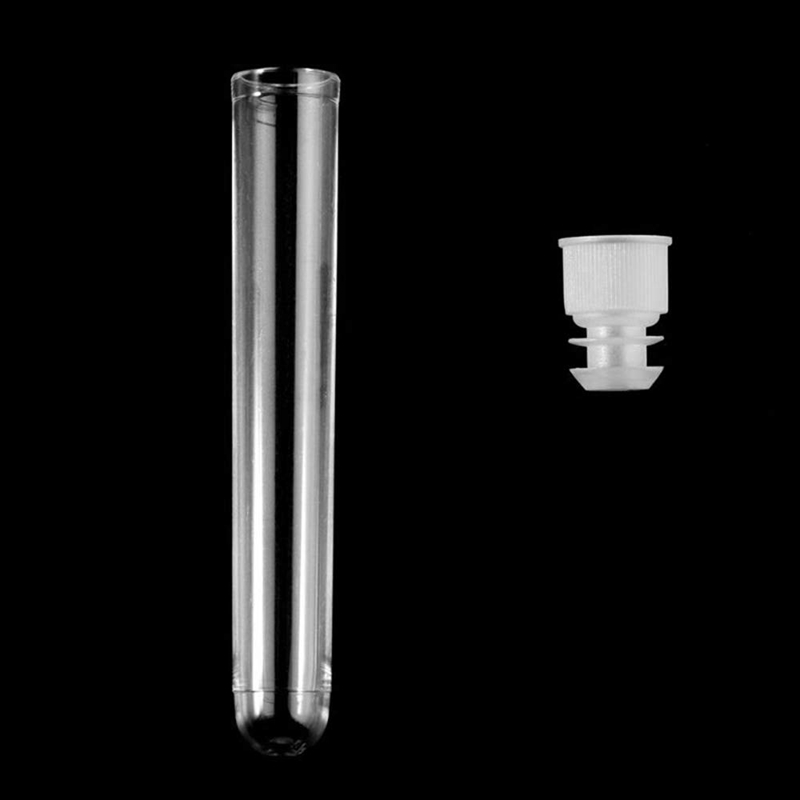 100Pcs Plastica Trasparente Provette con il Bianco Tappi A Vite Bottiglie Contenitori di Esempio Push Caps 12X75mm