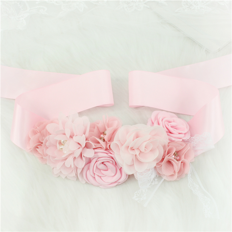 Rosa Bianco Blu Viola Moda Fiore Cinture da sposa Fiocco di perle Abito da sposa Cintura da sposa Nastro da sposa Cintura con fascia Abito da damigella d'onore