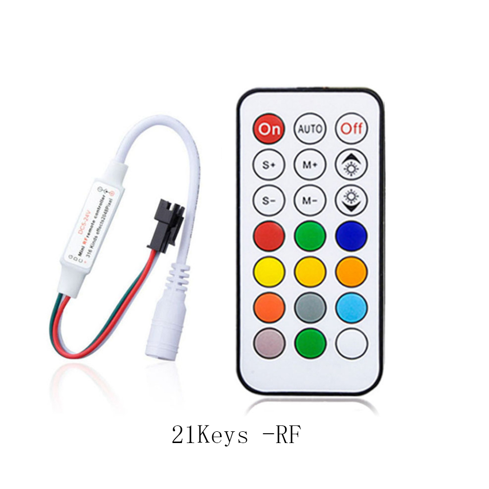 WS2812B WS2811 LED Pixel Streifen Licht Controller USB/DC 3Keys RF 14/17/21 Tasten Mit fernbedienung DC5-24V
