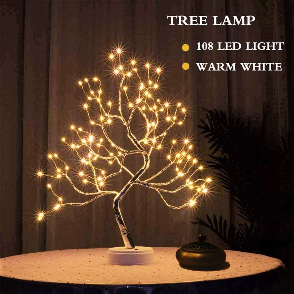 Lampka nocna LED Mini choinka drut miedziany lampa Garland dla dzieci dekoracja do domu do sypialni baśniowe dekoracje światło oświetlenie świąteczne