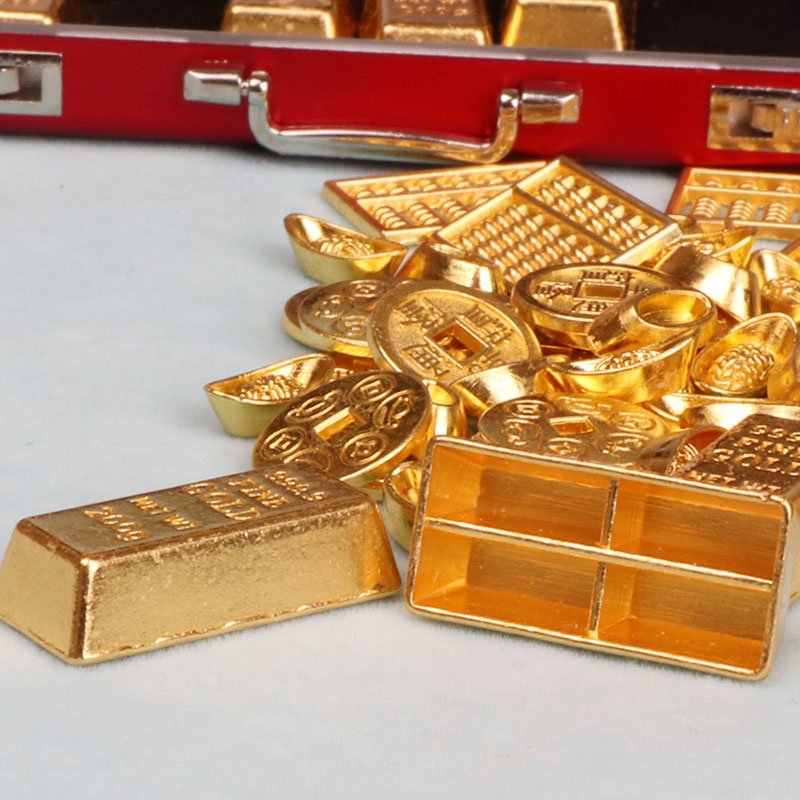 미니어처 모델 장난감 1/6 스케일 시뮬레이션 Goldbars 미니 황금 벽돌 구리 덩어리 게임 액션 피규어 소품 Accessorie