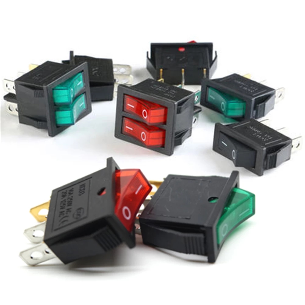 5pcs KCD3 Rocker Switch ON-OFF-ON 2 Position 3 Pin 3 Position 6 Pin Electrical equipment With Light Power Switch Home / industry