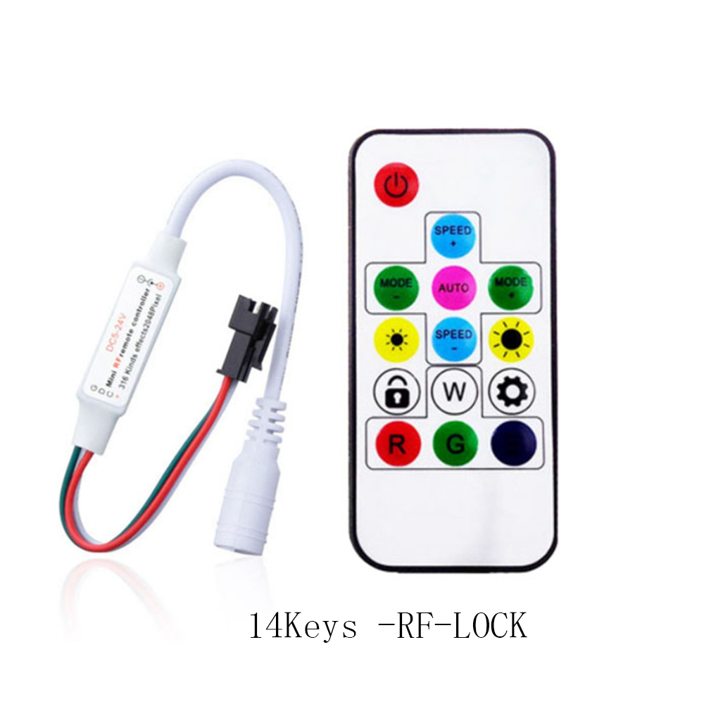 WS2812B WS2811 LED Pixel Streifen Licht Controller USB/DC 3Keys RF 14/17/21 Tasten Mit fernbedienung DC5-24V