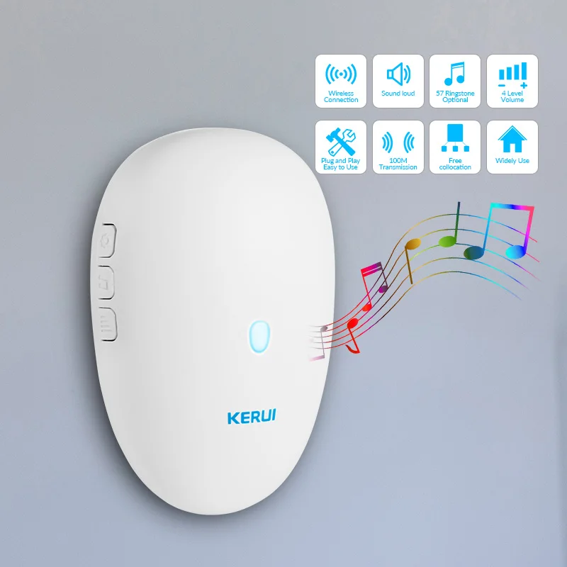 KERUI-timbre de casa inteligente M521, sistema de interfono de seguridad inalámbrico, 57 Chime, 100m, Control remoto con batería, botón de puerta Powerd