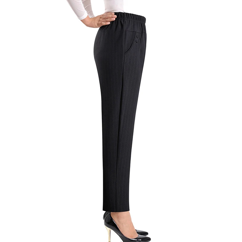 2022ฤดูใบไม้ร่วงใหม่ผู้หญิงกางเกง Oversize Elastic High เอวกางเกงหลวมๆกลางอายุหญิงฤดูหนาว Warm กางเกงยืด8XL