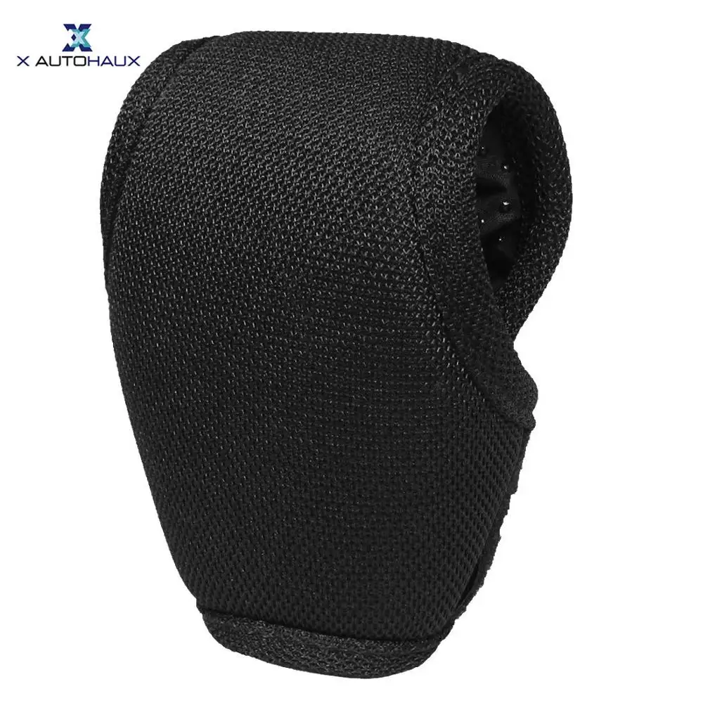 X Autohaux Casing Pelindung Pad Lengan Pelindung Kenop Pemindah Gigi Mobil Truk Bantalan Busa Nilon Universal Kerah Hitam