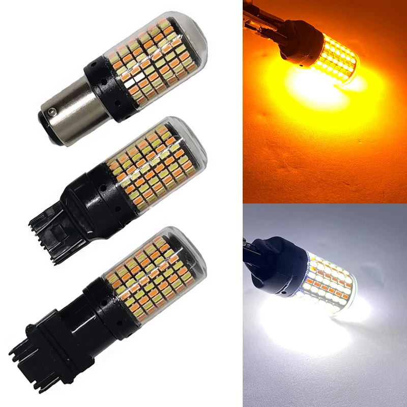 1 Buah Lampu Sinyal P21w Led 7443 3157 Bohlam 168smd Canbus Lampu Rem 1157 Led Bay15d P21/5W Putih Amber Lampu Warna Ganda 12V