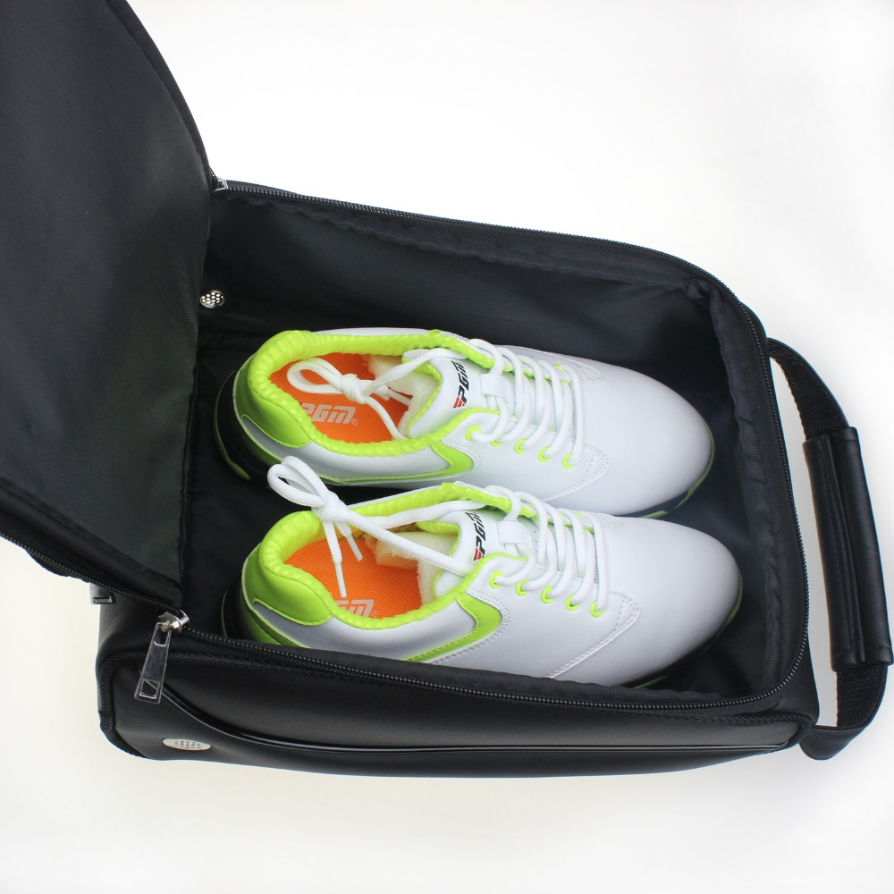 CRESTGOLF ผู้หญิงและผู้ชาย Golf กระเป๋ารองเท้า PU หนังแบบพกพากีฬากระเป๋ารองเท้า