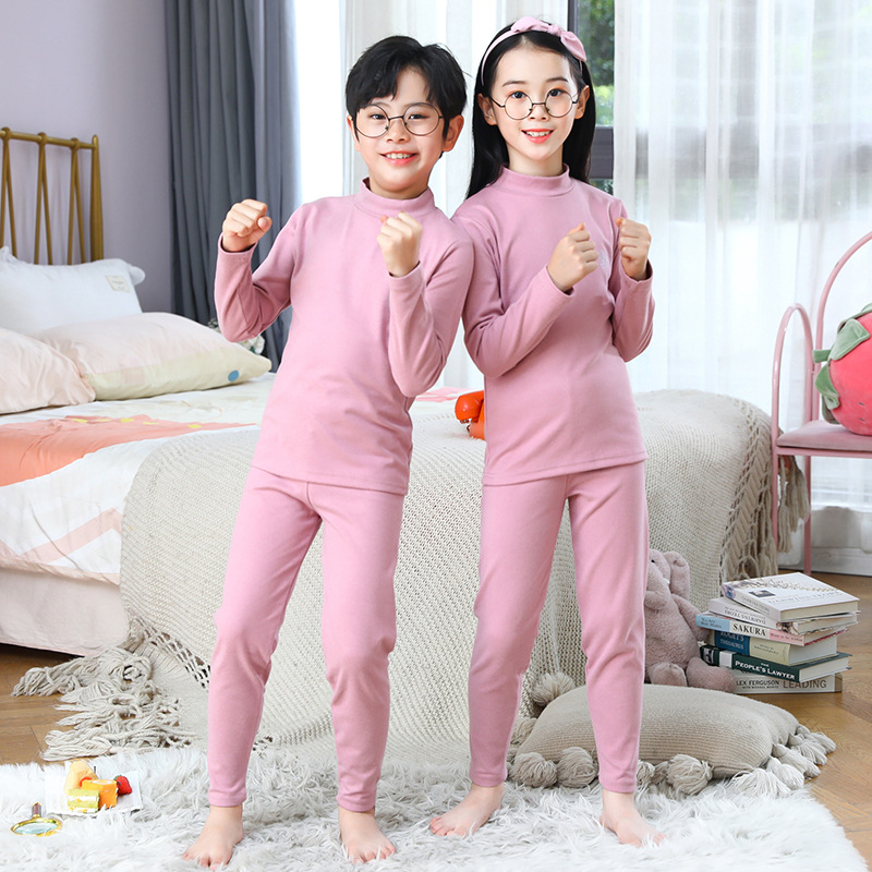 Completo intimo termico autunno inverno Set di abbigliamento per ragazze Set pigiama per ragazzi Baby No Trace Indumenti da notte caldi Colori caramelle Abbigliamento per bambini