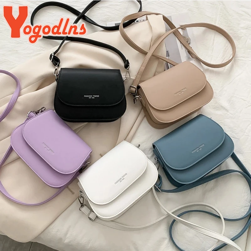 Yogodlns อินเทรนด์อานไหล่กระเป๋าผู้หญิง PU หนัง Crossbody กระเป๋าสีทึบ Flap Messenger กระเป๋ากระเป๋าถือกระเป๋า