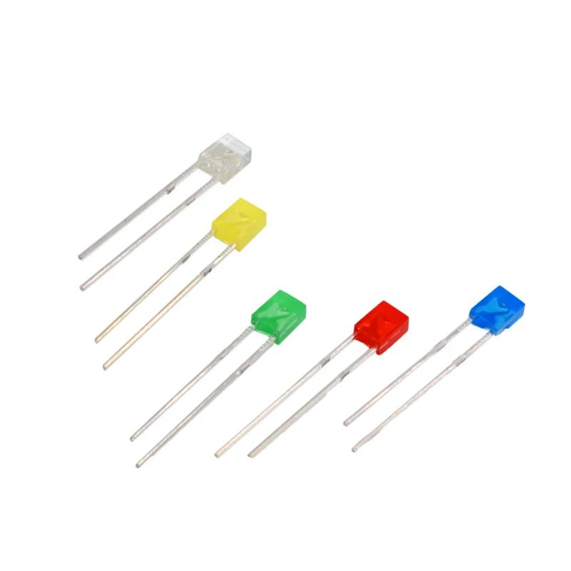 100 pcs 2x5x7 lampada a diodi a emissione LED rettangolare bianco rosso verde blu giallo arancione diffuso colore quadrato indicatore fai da te