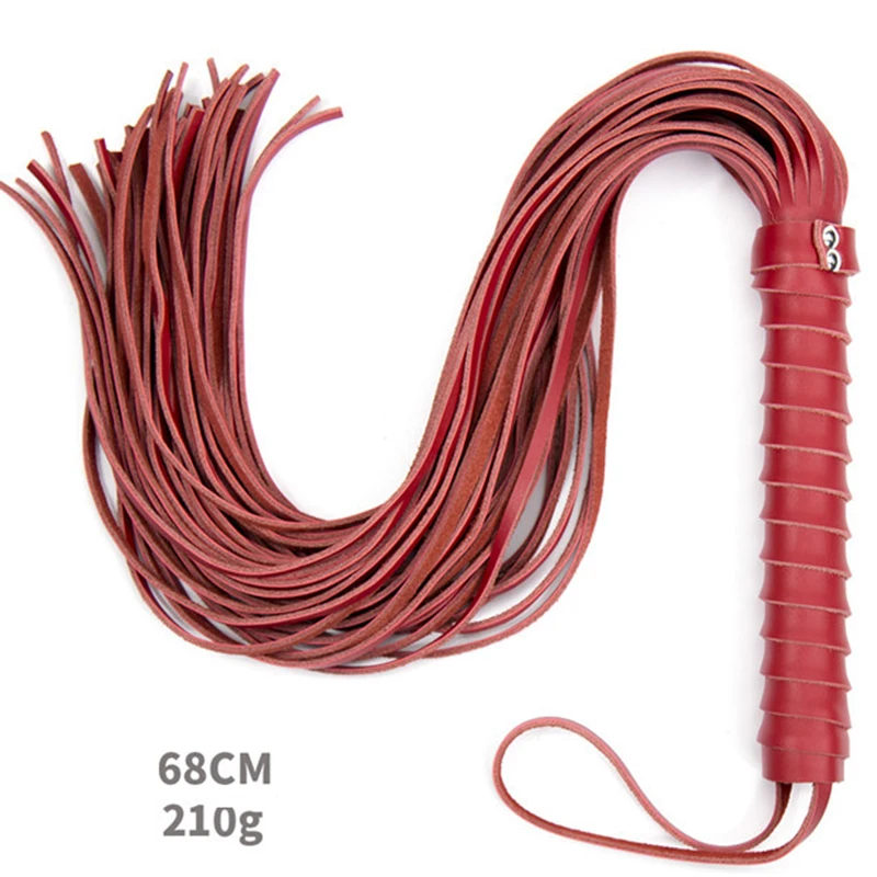 Frusta per cavalli con nappa in vera pelle da 68CM con manico Flogger fruste equestri insegnamento formazione fruste da equitazione