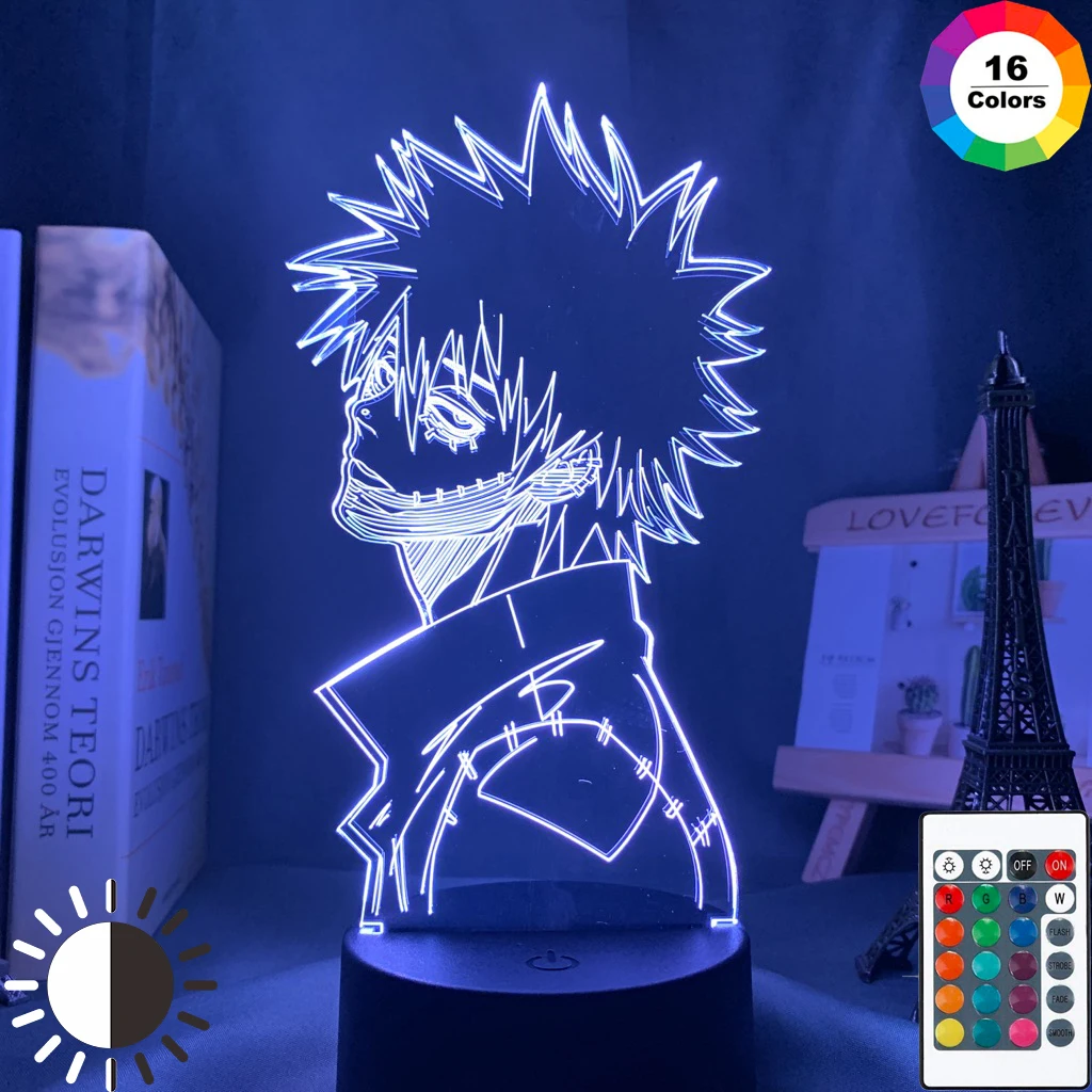Lámpara acrílica 3d de Anime My Hero Academia Dabi, luz Led para decoración de dormitorio, regalo de Manga genial para él, luz nocturna colorida Rgb Dabi