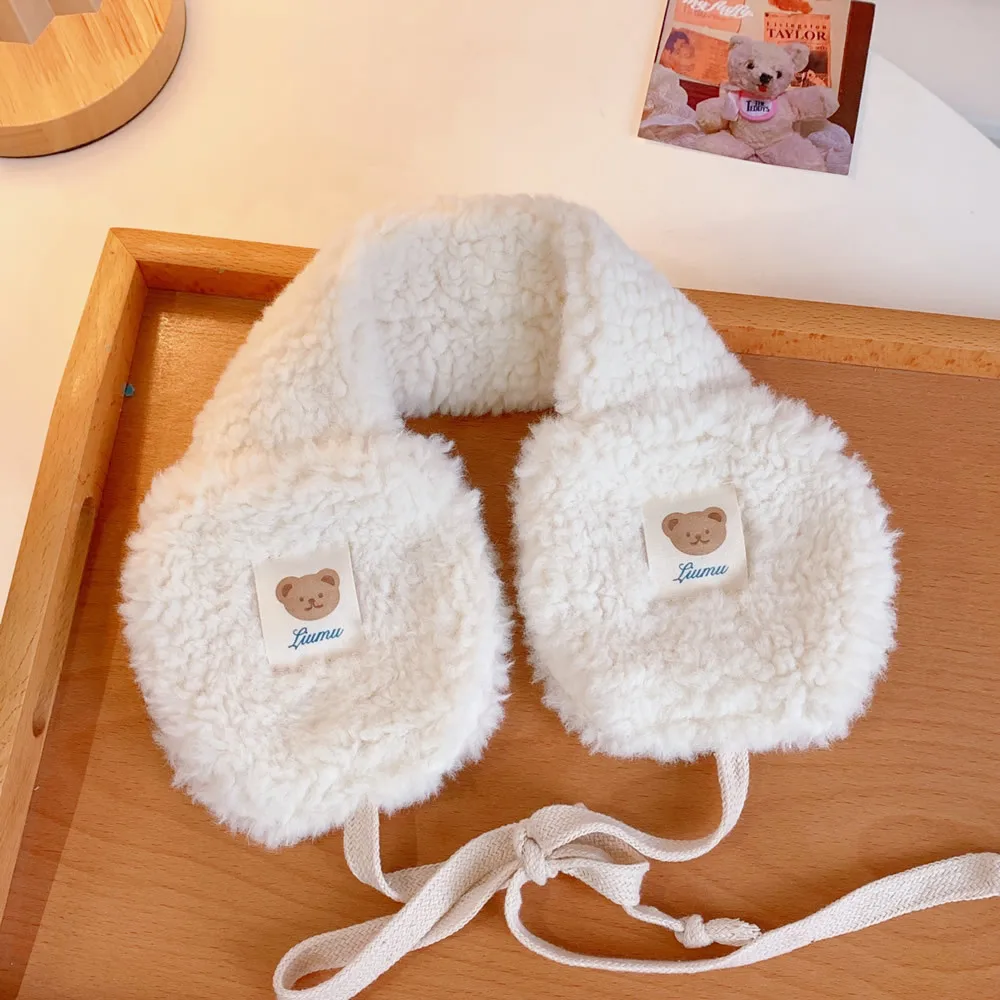 2021 한국 여성 겨울 따뜻한 플러시 귀마개, 귀여운 곰, 성인, 어린이 넥타이 플러시 귀마개, 새로운 패션