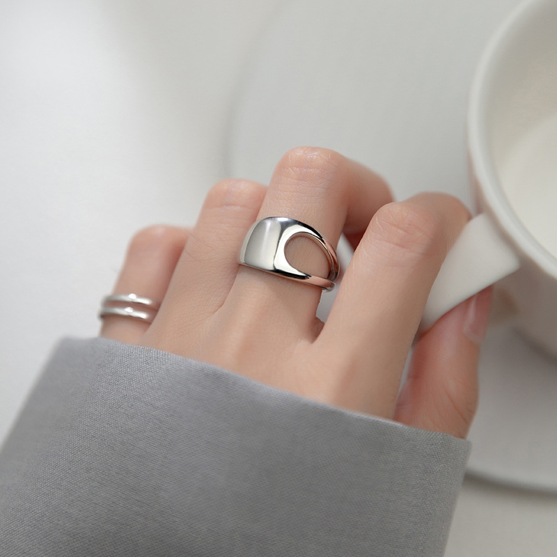 Cincin Estetika Punk Ekor Perak Murni 925 untuk Wanita 2021 Tren Geometri Kecil Wanita Pada Jari Perhiasan Yang Dapat Disesuaikan