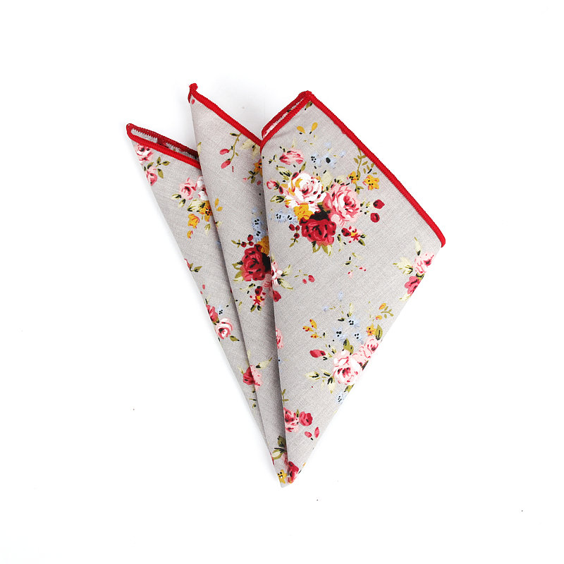 Pañuelo de algodón para hombre, pañuelos cuadrados de bolsillo, flor rosa, Cachemira, Estilo Vintage, nuevo