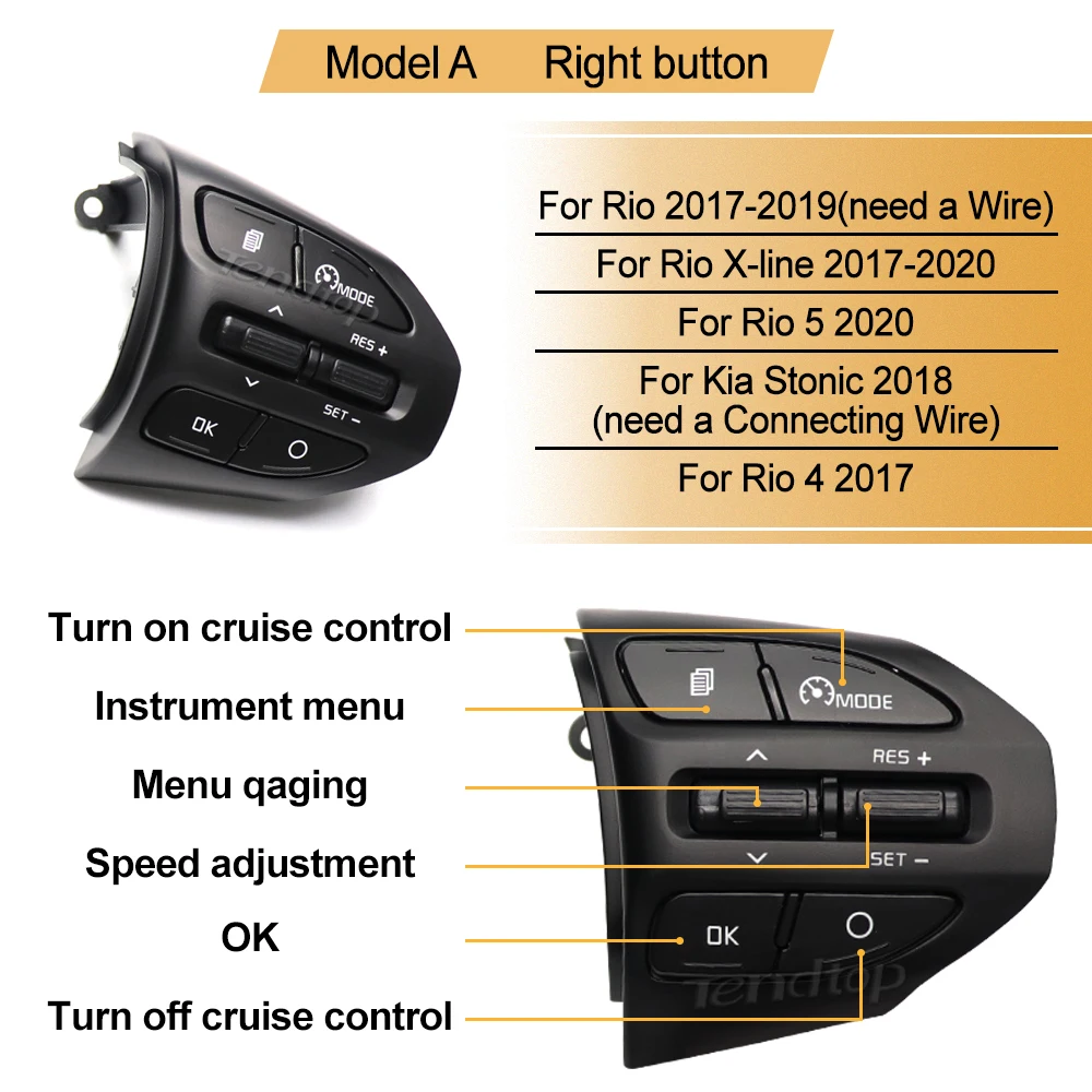 Para KIA K2 RIO IKSLAIN AUGUST X-LINE LUXE RED LINE volante botón de Control de crucero Bluetooth Audio teléfono interruptor de volumen Coche
