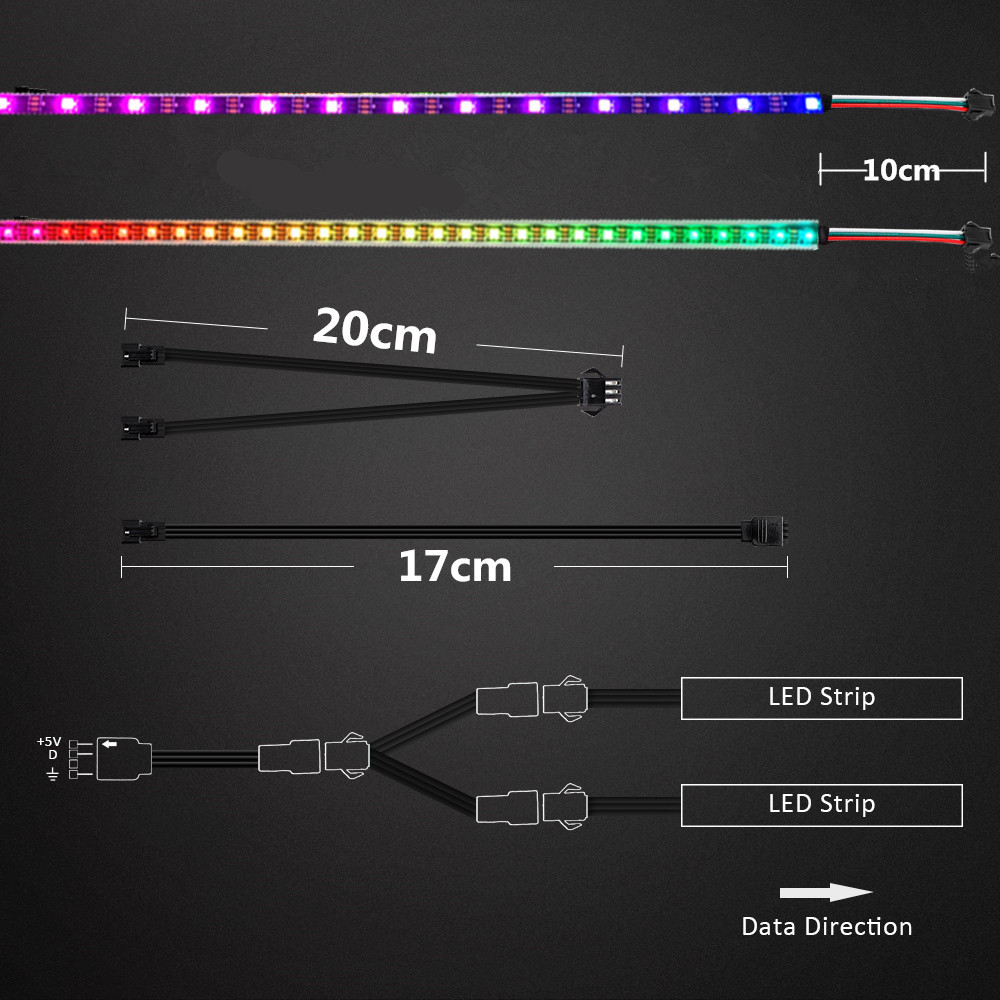 Tira de luces LED direccionable ARGB de 5V, 3 pines, carcasa de ordenador, cinta de luz WS2812B SMD 5050, lámpara de escritorio para jugadores de Color cambiable Flexible