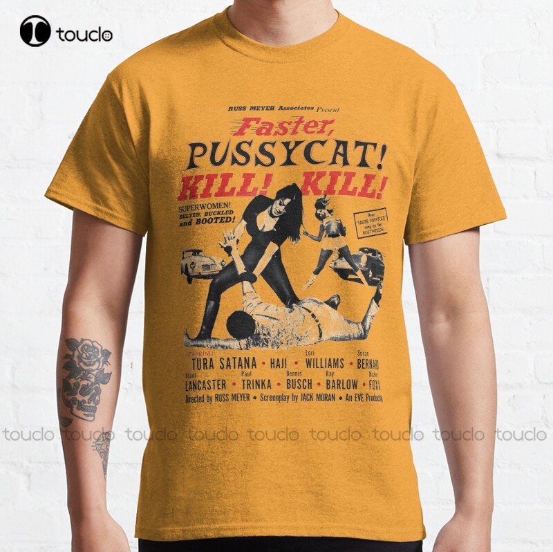 T-Shirt Gambar Cetak Tas T-Shirt T-Shirt T-Shirt Poster Antik Karya Seni Tanpa Latar Belakang Film Cult Kucing Membunuh 1966 Lebih Cepat