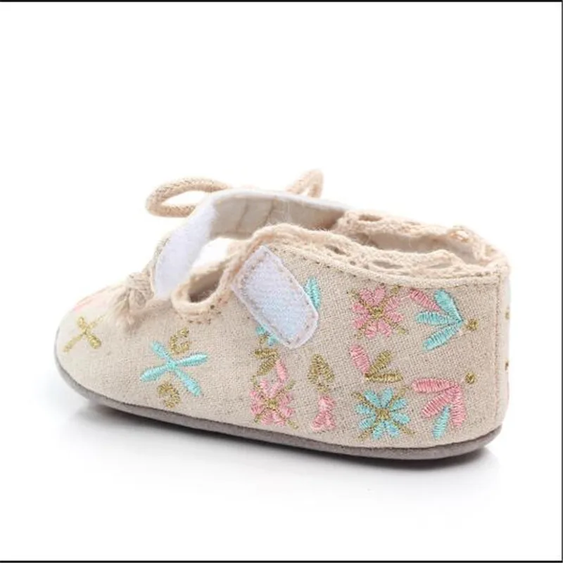 Sapatos infantis com sola macia antiderrapante, calçado de princesa para bebês e crianças