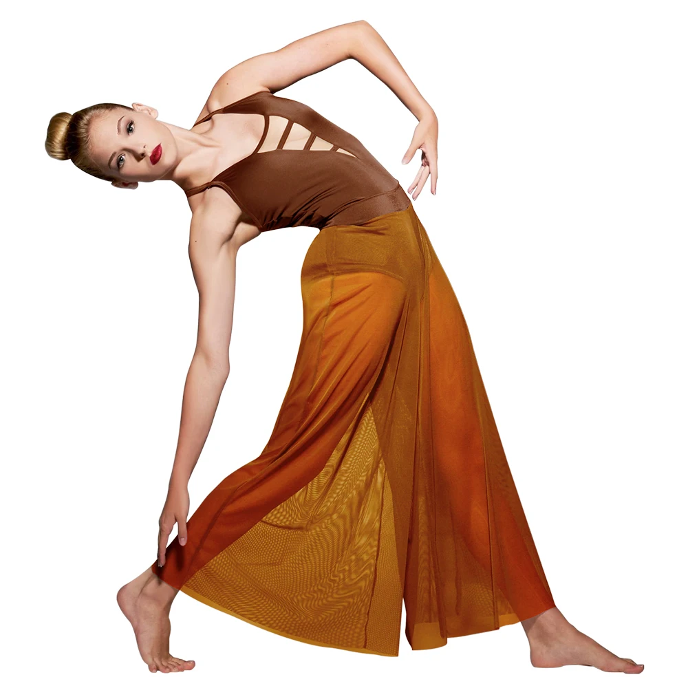 MiDee Traje de baile lírico moderno de 2 piezas camisola leotardo y pantalones de pierna ancha traje de baile ropa de danza de Ballet Contemporáneo