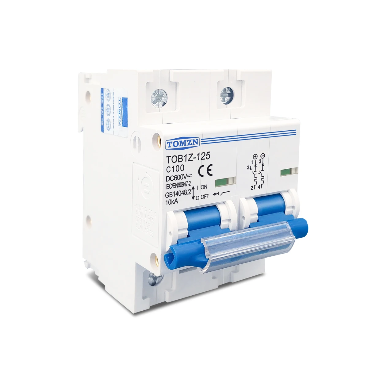 Interruttore automatico 2P DC MCB 600V 125A 100A 80A PER sistema fotovoltaico Curva C Interruttore principale batteria