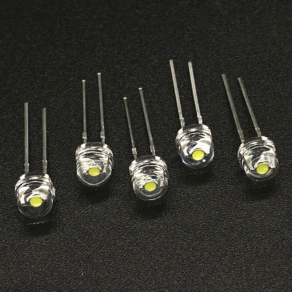 100 unids/lote blanco 5mm F5 sombrero de paja LED lámpara de cristal cuentas Chip de núcleo grande 6-7LM diodos emisores de luz leds luces DIY