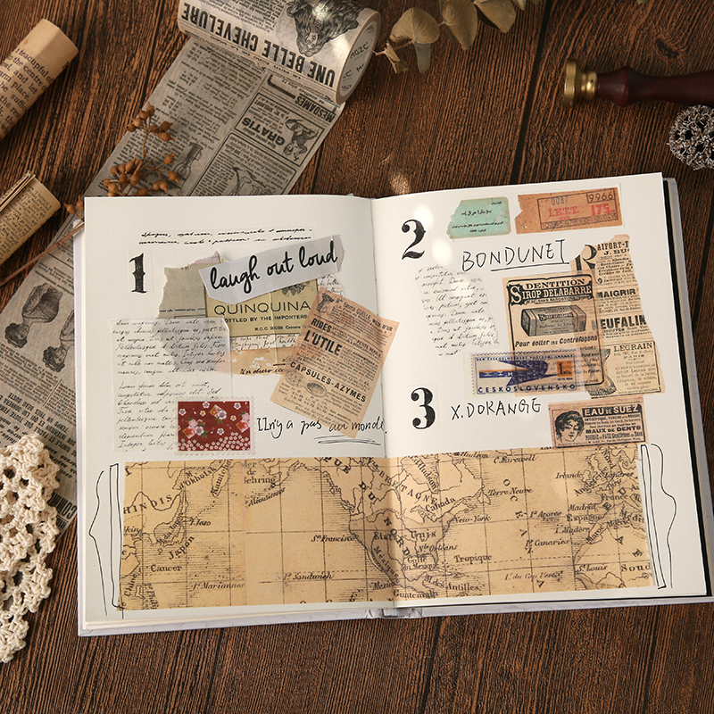 危険-ヴィンテージ和紙テープ,11デザイン,スクラップブッキングや学用品の装飾,創造的な文房具