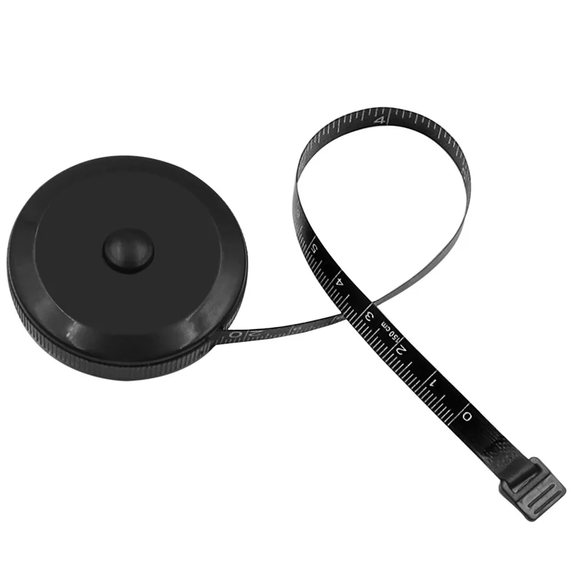 1.5M 60Inch Đen 2 Mặt Thước Dây Đo Tự Động Có Thể Thu Vào Dụng Cụ ABS Dẻo May Mini Thước Dây Đo