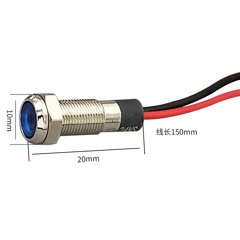 1個6ミリメートルのled金属インジケータライト防水信号ランプ3v 5v 6v 12v 24vで220v線式赤黄青緑白
