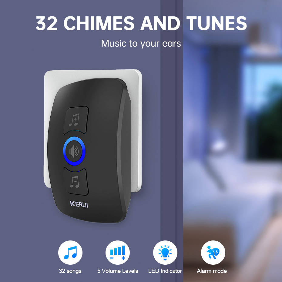 KERUI M525 Ring Doorbell with Touch Button Waterproof Door Bell for Outdoor 500ft Remote Cordless 32 Chimes 433MHZ Wireless