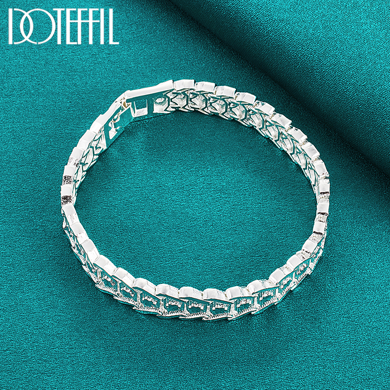 DOTEFFIL-pulsera ancha de Plata de Ley 925, cadena para mujer y hombre, joyería de moda para fiesta de compromiso y boda