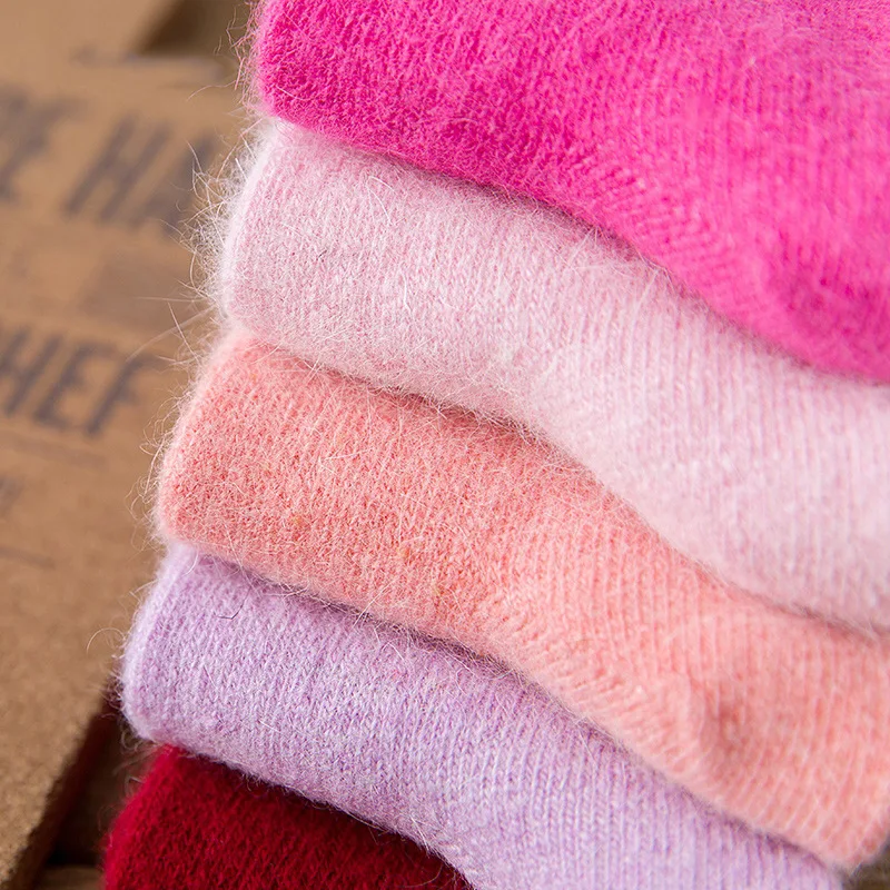 Angola Thỏ & Merino Tất Len Nữ Thương Hiệu Dày Mùa Đông Vớ Thời Trang Ấm Tất Nữ Vớ Nữ Size Lớn