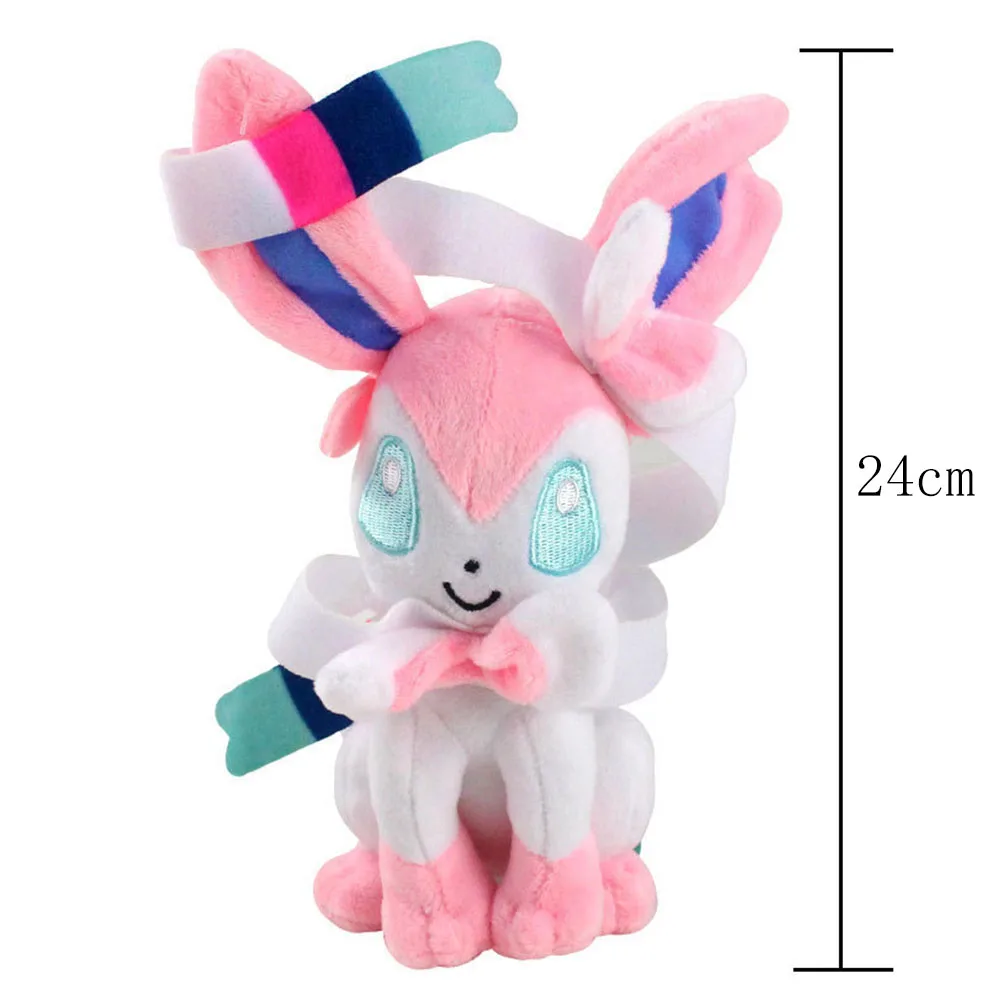 24Cm Pokemon Sylveon Eevee Sang Trọng Búp Bê Đồ Chơi Nhồi Bông Kawaii Màu Hồng Cổ Tích Quốc Mã Tiền Đồ Trang Trí Quà Tặng