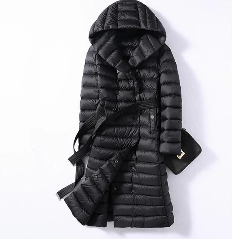 Sedutmo inverno plus size 3xl longo das mulheres jaquetas ultra leve pato para baixo casaco com capuz outono puffer jaqueta ed226