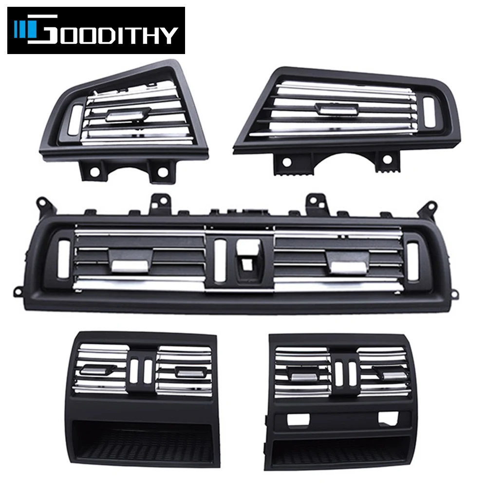 LHD RHD frente Central completamente cromado aire acondicionado AC rejilla de ventilación cubierta del Panel de salida para BMW 5 Series F10 F11 F18 520 521 523